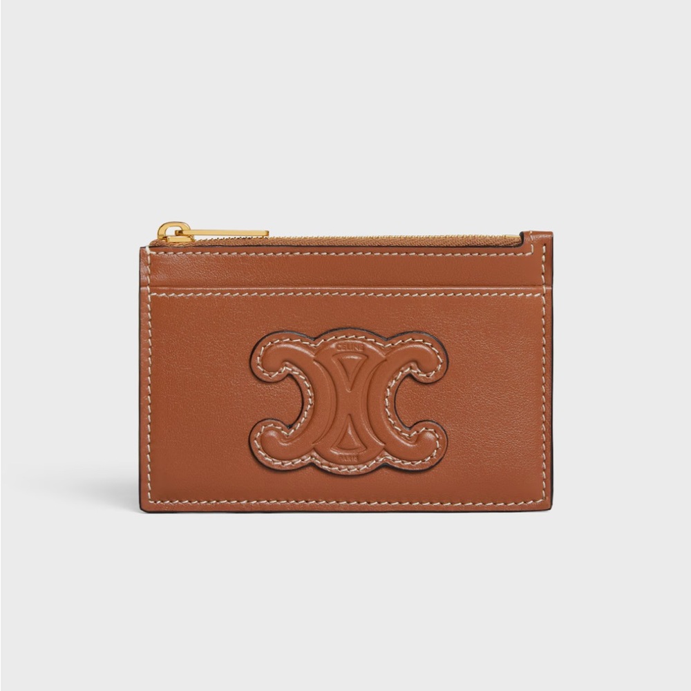 Celine Brown Leather Card Holder USED condition
